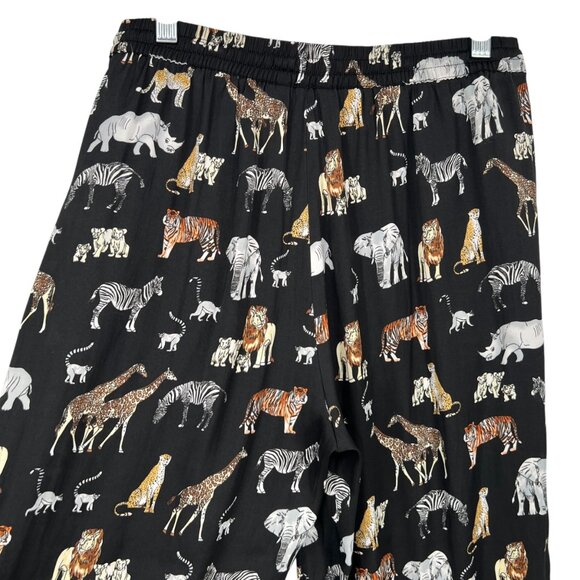 Banana Republic Animal Safari Print Pajama Set Black Multicolor Size Medium - Picture 11 of 14